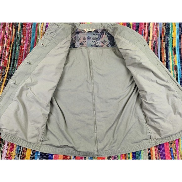 VTG LL Bean Womens Chore Coat Barn Adirondack Jacket Patchwork Cotton Gray Sz L? - Picture 6 of 11
